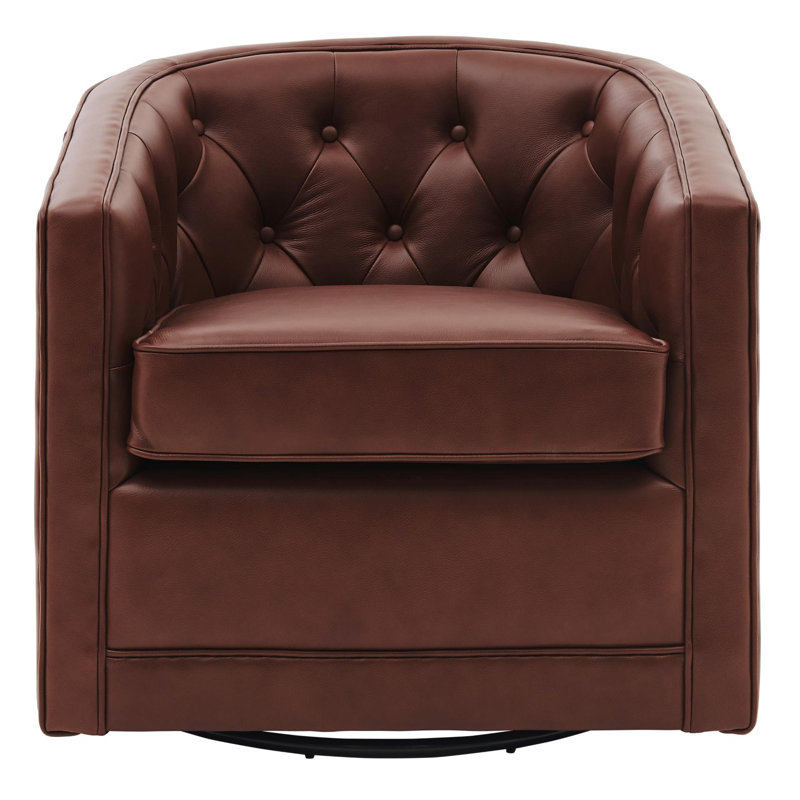 Red Barrel Studio® Cavendish 30'' Wide Tufted Genuine Leather Top Grain